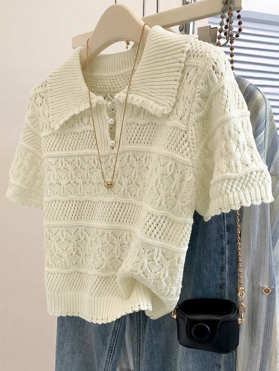 Everyssa Nueva llegada Suéter tejido de colores mixtos de moda europea y americana - Albaricoque - Ver 1