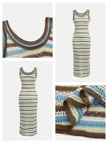 Maija Đầm maxi len không tay kẻ sọc thời trang nữ - Nhiều màu - Xem 2