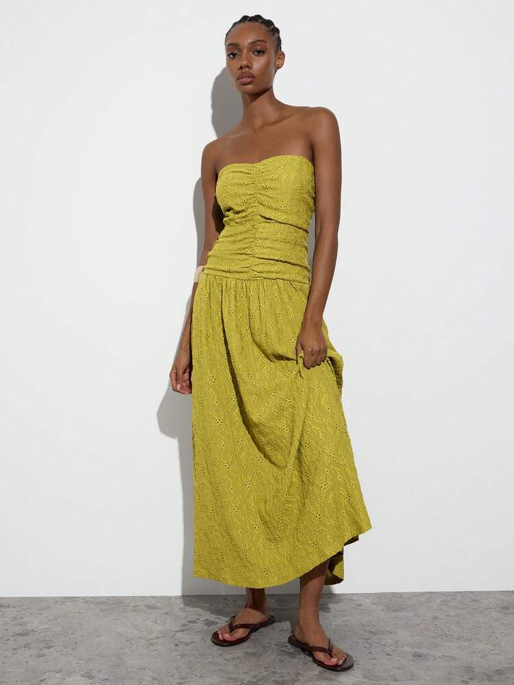 SHEIN Maija Vestido Casual de Cor Sólida Jacquard para Férias Feminino