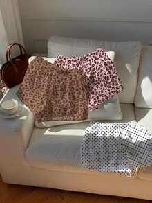 SHEIN Comfortcana 3 chiếc quần short dệt kim dáng rộng in hình cành cây - Nhiều màu - Xem 5