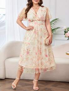 Reflora Đầm quấn in hoa thanh lịch cỡ lớn dành cho mùa hè - Hồng - Xem 8