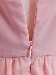 Elegant Chiffon Sleeveless Ruched Waist Layered Cake Skirt Dress,Summer Wedding Party Ninang Bridesmaids,Prom,Birthday Party,Graduation Season Pink - Dusty Pink - View 3