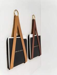 Haus Hana 1Pc/4Pcs French Style Wall Storage Rack, PU Leather Strap & Metal Loop, Practical And Decorative Function, Keeps Magazines, Books And Notebooks Tidy, Perfect For Living Room, Study Or Entryway, Lightweight Wall Hanging Organizer - Multicolor - View 8