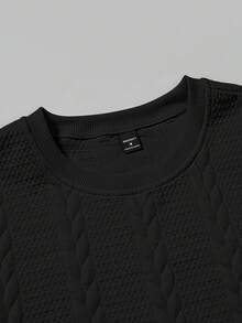 Manfinity Homme T-shirt tricoté à col ras du cou et manches courtes, décontracté pour homme. Polyvalent pour les déplacements - Noir - Voir 4