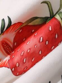 Livesso Áo ngủ mùa hè dáng rộng in hình dâu tây, kiểu áo thun ngắn, dành cho nữ. - trắng - Xem 9