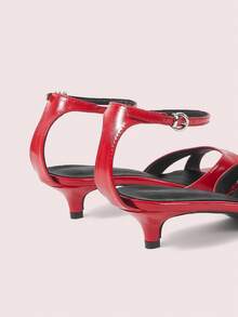 CUCCOO DOLLMOD Women Shoes Round Toe Short Heel Romantic Elegance Simple Red Women's Sandals - bright red - View 5