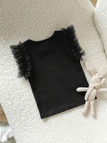 Cozy Pixies Baby Girl Solid Color Knit Soft Round Neck Short Sleeve Pullover Top, Versatile & Comfortable - Green - View 2