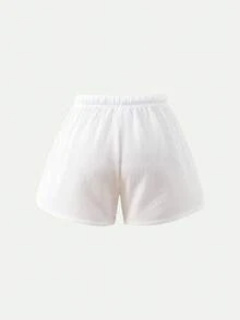 Casuvi Kids 2件套少女休闲条纹宽松短裤，适合春夏海滩、度假、居家穿着 - 藍白色 - 查看 14