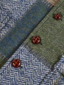 Officeau Nuevo chaleco de traje de hombre con estampado retro de patchwork en el cuello - Azul - Ver 4