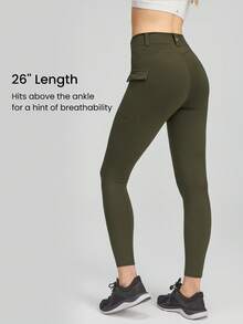 GLOWMODE 26" FeatherFit™ Cargo Pocket Belted Leggings Low Impact Daily Casual Summer - Army Green - View 2