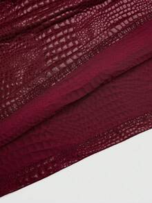 Sweetra Nueva moda Camiseta de tirantes ajustada de PU con estampado de cocodrilo burdeos, para uso diario, fiesta, club, primavera/verano, mujer - Burdeos - Ver 3