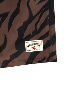 Azuldrift Shorts de playa con cordón en la cintura con estampado de cebra para hombres - Marrón - Ver 8