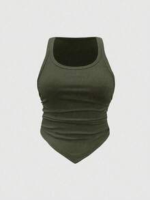 SHEIN ChicEase 女士纯色褶皱休闲百搭日常上衣 - 彩色 - 查看 7