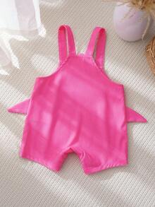 BABY SHARK X SHEIN Baby Girl Cartoon Print Cute Bib Shorts - Hot Pink - View 2