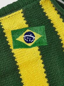 ROMWE Women World Cup Brazil Festa Junina Jersey Colorblock Stripe Fringe Embroidered Design Crochet Mini Knit Skirt - Multicolor - View 3