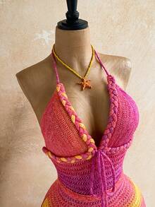 Soleia Women's Ombre Front Tie Knit Dress - Multicolor - View 4