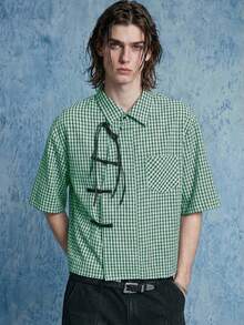 ROMWE MEN Street Life 男士新款中国风翻领Polo衫 - 綠色 - 查看 7