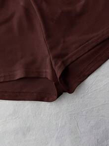 SHEIN Tween Girl White Polka Dot Skirt With Built-In Shorts - Coffee Brown - View 6