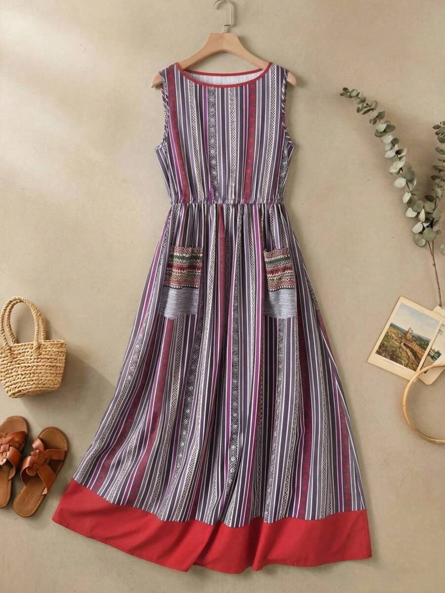 Rusticease Women's Summer Beach Vacation Style Patchwork Print Sleeveless Waist Cinched Dress Summer Dresses For Women Dresses Casual Dresses For Women Summer Striped Dresses Western Casual Dresses For Woman Sleeveless Summer Dress Striped Summer Dress  Summer Dress Summer Outfits Summer Outfit For Women Festival Outfits For Women Easter Dress Country Concert Outfit  Country Elegant Dresses For Women Women Casual Dresses Womens Summer Dresses Summer Dresses For Women Stripe  Stripe Pattern Dress New Arriva - Multicolor - View 1