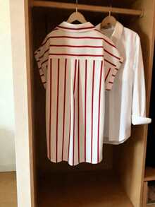 GlowEve CURVE Plus Size Summer Casual Striped Short Sleeve Shirt - Multicolor - View 2