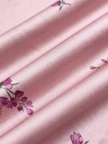 lacRébo Mini Pink Floral Print Halterneck Dress With Cute Key Hole And A-Line Shape Spring Summer French Style Parisian Style Holiday Dress Vacation Dress Going Out - Dusty Pink - View 9