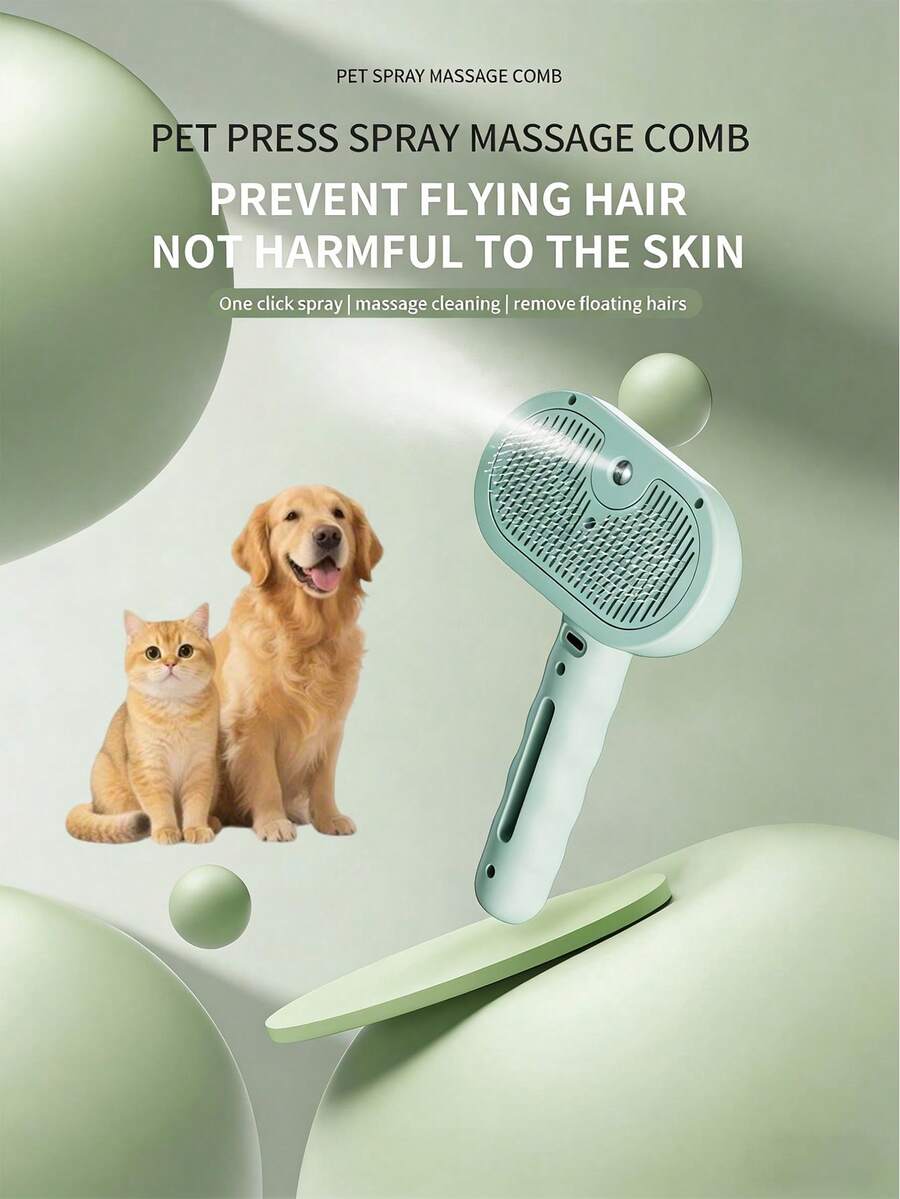 Teckwe Pet Steam Comb, Suitable For Cats And Dogs, 3-In-1 Cat Grooming Tool , Features Spray Function And Quick Hair Removal Button, Hair Removal Comb, Steam Comb With 200mAh Rechargeable Battery;Shipping Without USB-C Data Cable Included