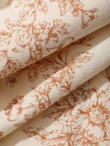 DAZY 两件套花卉刺绣荷叶边宽松睡衣套装，春季女士睡衣 - 卡其色 - 查看 7