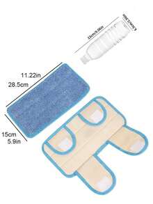 SHEIN 1 pieza Paño de microfibra apto para mopa plana y adhesiva, recambio de paño de mopa cabezal de mopa para limpieza rotativa de manos libres, regalo navideño - Azul y blanco - Ver 8
