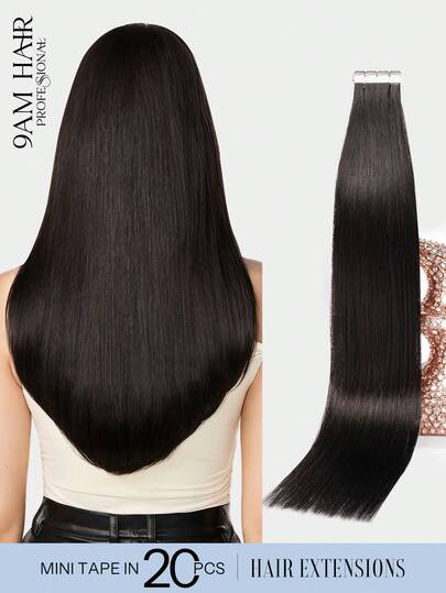 Tóc nối dạng băng dính mini, 100% tóc thật NC#, màu tự nhiên, kiểu thẳng, dài từ 14-22 inch. Tóc nối vô hình, không đường nối, chất lượng cao, dày dặn, khỏe mạnh, phù hợp cho tóc mỏng, dùng trong salon và cho mọi phụ nữ/bé gái sử dụng hàng ngày.