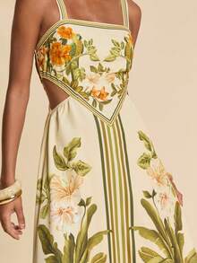 Travachic Đầm nữ họa tiết hoa, khoét lưng, kiểu dáng thường ngày. - Nhiều màu - Xem 1