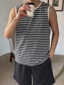 DAZY 条纹背心和短裤男士家居服套装 - 彩色 - 查看 5