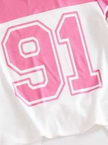 SHEIN Set de 2 piezas de camiseta y pantalón cargo informal para niñas preadolescentes, camiseta de manga corta con cuello redondo y bordado de lazo, y pantalones, conjunto de moda para primavera/verano - Rosa - Ver 5