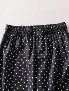 SHEIN 女童条纹蝴蝶结吊带背心和直筒裤夏季度假装 - 黑色 - 查看 7