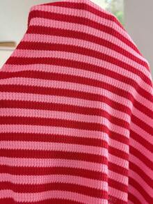 SHEIN 2pcs Maternity Striped Round Neck Side Slit Tank Top & Adjustable Shorts Set,Pink Summer Casual Maternity Photoshoot Bump Friendly Outfits For Women - Multicolor - View 6