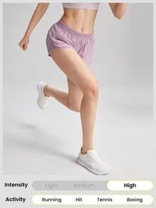 GLOWMODE 2.5" Stay Cool Quick-Dry Lightweight Zipper Pockets Reflective Strips Low Waist Active Running Shorts With Built-In Deodorant Underwear Jogging Training Gym Workout Wear - Purple - View 7