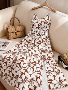 SHEIN Frenchy Đầm không tay in hoa dáng rộng dành cho nữ cỡ lớn - Nhiều màu - Xem 1