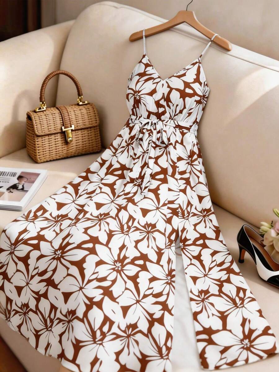SHEIN Frenchy Đầm không tay in hoa dáng rộng dành cho nữ cỡ lớn - Nhiều màu - Xem 1