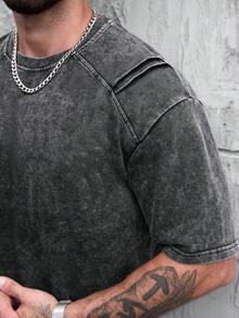 Manfinity CasualCool 男士纯色休闲圆领短袖T恤，夏季 - 黑色 - 查看 3