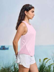 In My Nature Breathable Mesh Patchwork Outdoor Sports Yoga Running Vest - Pink - View 5