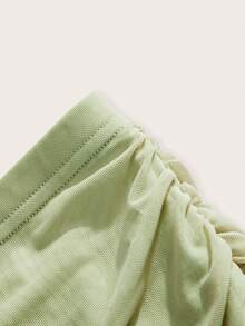 SHEIN ICON Women's Ruffle Hem Slit Design Casual Versatile Date Night Skirt - Mint Green - View 3