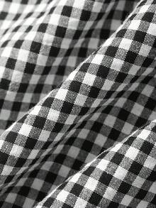 Women's Plaid Print Casual Short Sleeve Dress - Black and White - View 7