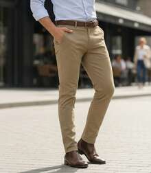 Pantalón Gabardina Skinny Strech Hombre - Duradero y Elegante. Un clásico reinventado con elasticidad para el día a día. ¡Comodidad sin sacrificar el estilo! - kaki - Ver 7