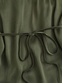 Nuevo top de verano para mujer con cuello halter, cintura fruncida y lazo, sexy y casual para vacaciones - Verde 2 - Ver 7