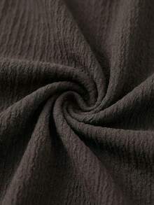 SHEIN 少女藏蓝色针织纯色褶皱胸部甜美可爱披肩T恤，返校装，可爱，假日家庭户外春季野餐日常穿着，适合各种场合 - 棕色 - 查看 5