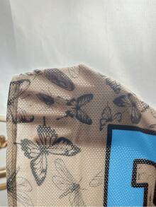 SHEIN 青少年女孩休閒V領網眼短袖T恤與短褲套裝，淺藍色，夏季，牛仔風，校園運動，大號數字24迷彩樹枝印花 - 藍色 - 查看 8