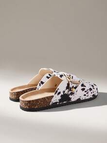 Solecia CUCCOO Women Casual Versatile Plush Round Toe Fluffy Flat Slippers For Christmas - Black - View 3