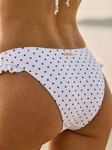 Aralina Summer Resort Vacation Beach Western Gingham Ruffle Triangle Bikini Set With Swim Bag - Black and White - View 9