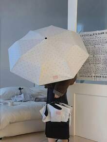 Muroi Mono 韩式波点折叠伞，女士防紫外线遮阳雨伞，黑色涂层防紫外线遮阳伞，轻便便携三折旅行伞，防风隔热遮阳伞，尺寸小巧，方便携带和收纳，适合通勤、工作、上学、户外、旅行和日常使用，时尚优雅的设计，是复活节、母亲节和生日的理想礼物。家居生活。 - 多色 - 查看 11