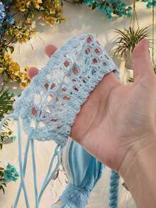Amplova Rope, Starfish & Shell Pendant Decor Cropped Top & Mini Skirt 2 Pieces Set - Blue - View 10