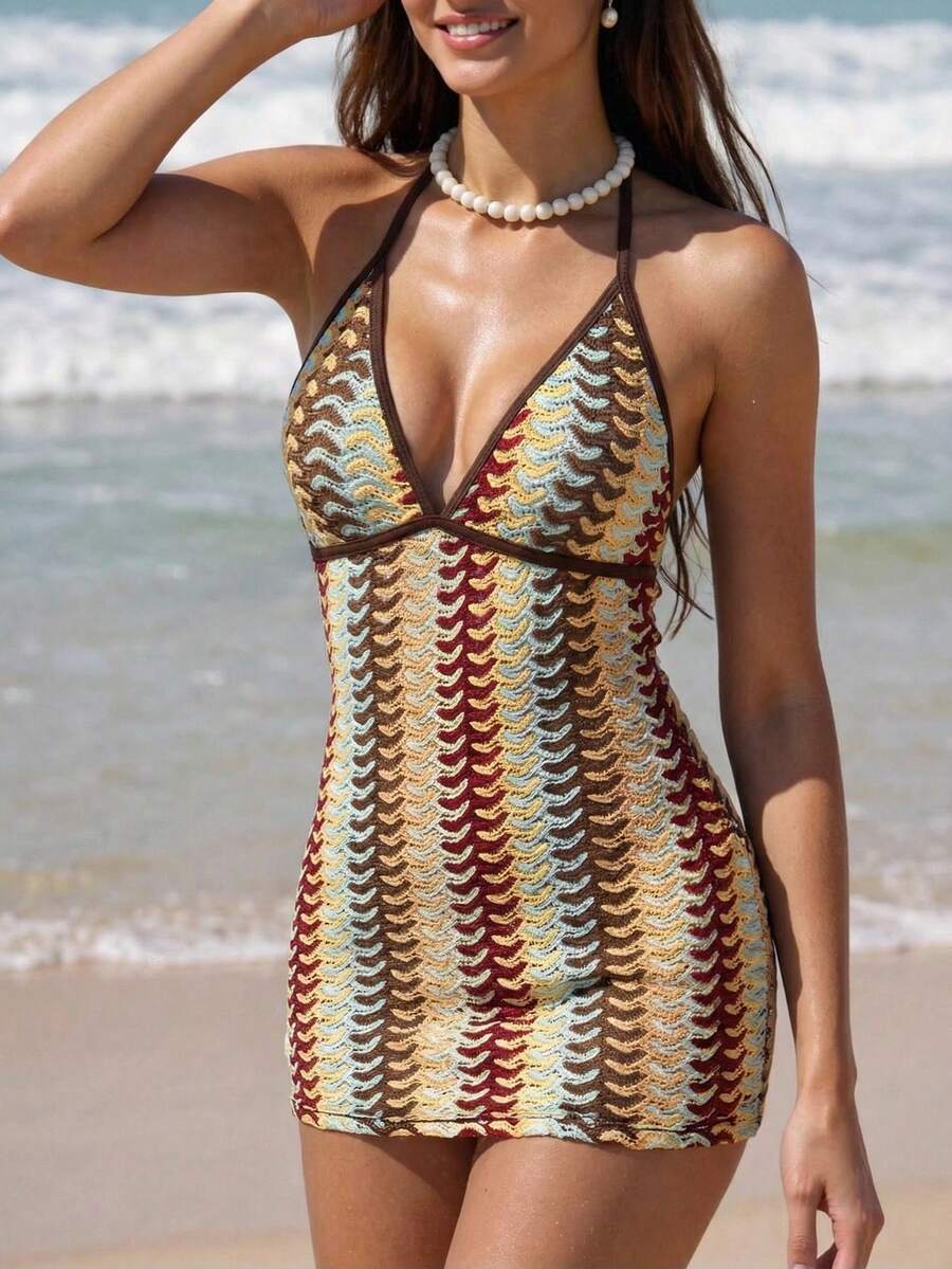 Swim Vcay New Textured Fabric Sexy Cover-Up Cover Up, Semi-Sheer Beach Wear For Women Beachwear - Multicolor - View 1
